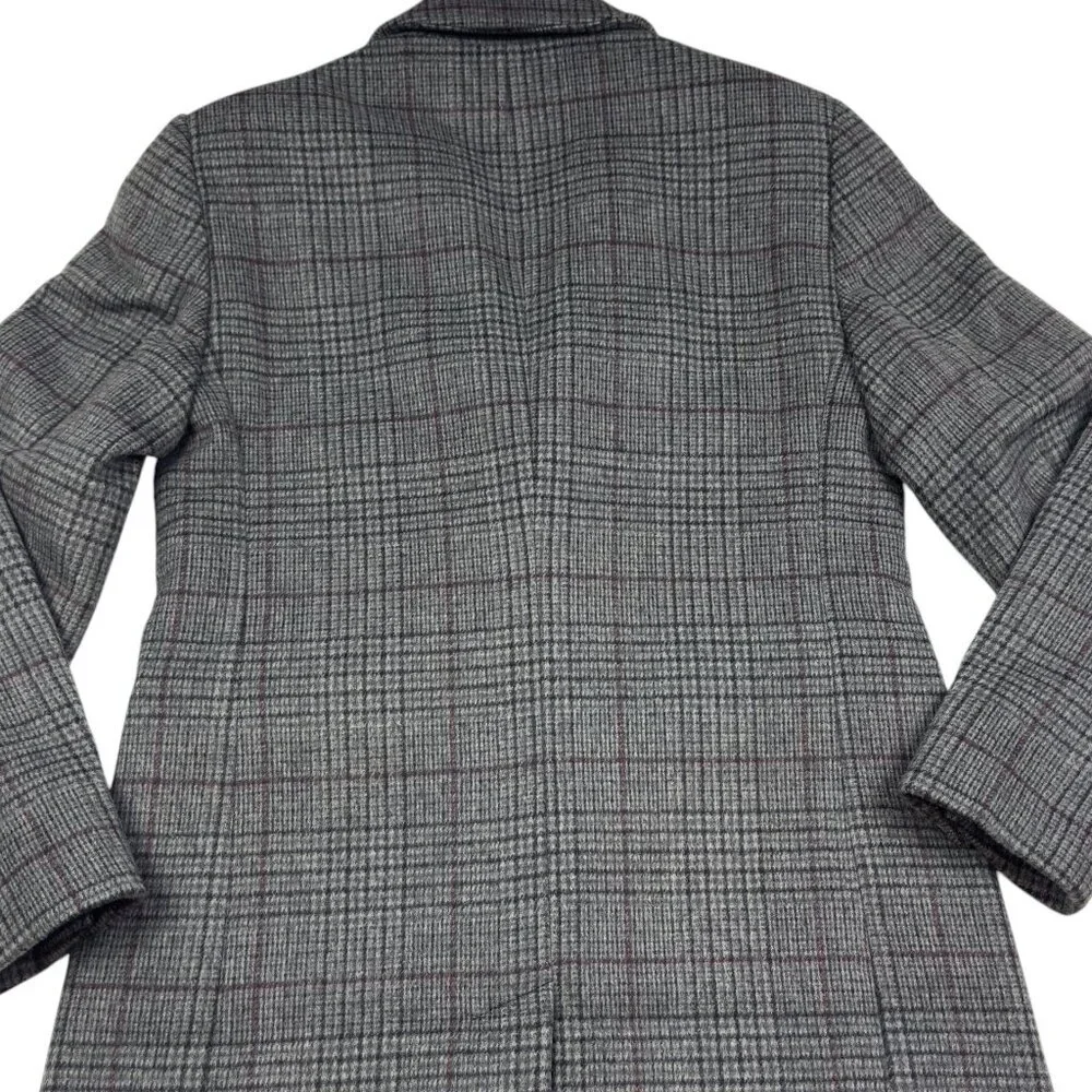 Banana Republic Gray Plaid Wool-Blend Preppy Business Top Coat Men's Size Medium